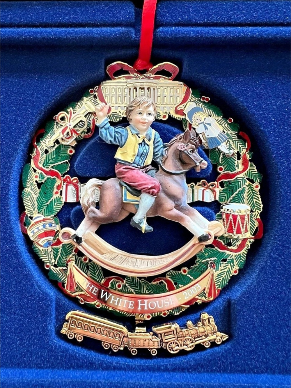 2003 White House Historical Association Christmas Ornament 2003 With Box Horse